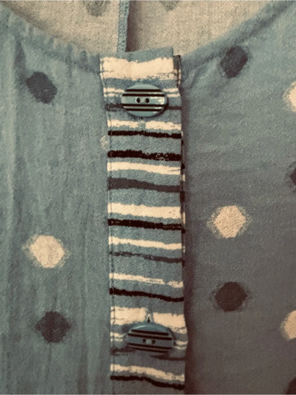 Habitat Blue Polka Dot Button-Front Tunic with Stripe Trim - Picture 5 of 5